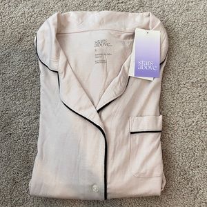 Long Sleeve Notch Collar Top and Shorts Pajama Set